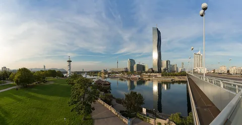NOTE: This image is a panorama of DC-Tower Vienna consisting of 6 frames that were merged or stitched in Hugin. As a result, this image necessarily underwent some form of digital m