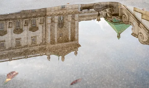 Reflection of the southeast façade of the Hofburg palace (Vienna, Austria)